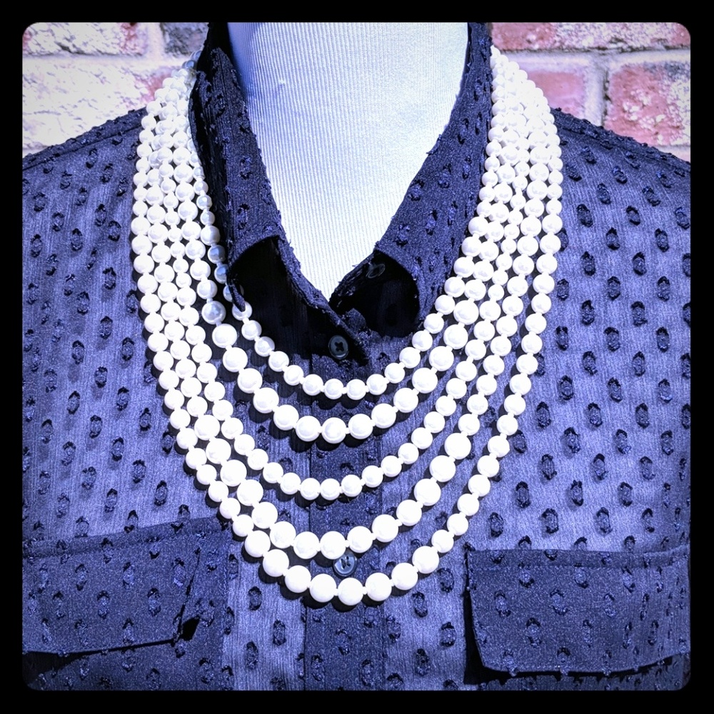 5 Strand layered bead necklace Ivory